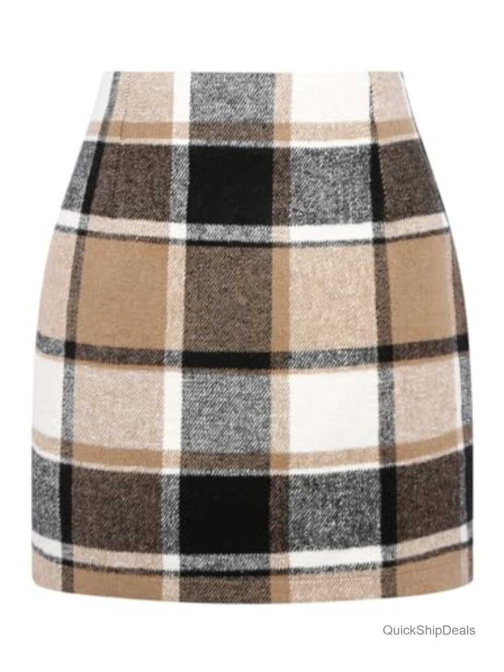 High Waist Plaid Bodycon Mini Skirt Polyester Wool Zipper Club Party